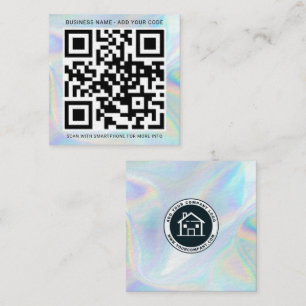 Voeg bedrijfs Logo en QR DIY Holographic van de Co Vierkante Visitekaartje