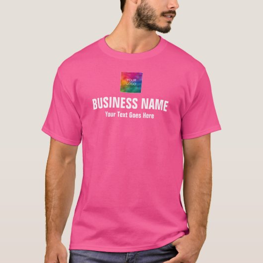 Voeg Business Company Logo Mannen Modern Wow Roze  T-shirt (Voorkant)