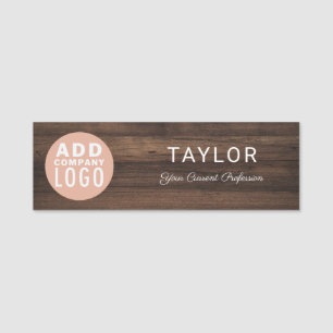Voeg Business Logo Rustic Company Employee toe Naamplaatje