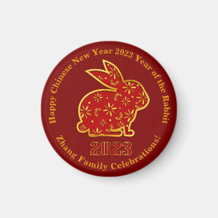 Voeg Chinees nieuwjaar 2023 Rabbit Gold 1,5 inch t Magneet