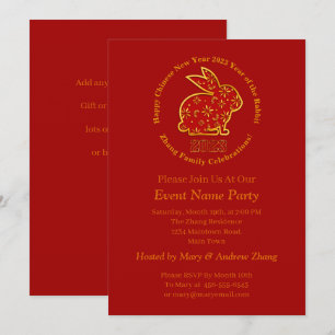 Voeg Chinees nieuwjaar 2023 Rabbit Gold toe Kaart