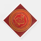 Voeg Chinees nieuwjaar 2023 Rabbit Red Gold toe Servet (Hoek)