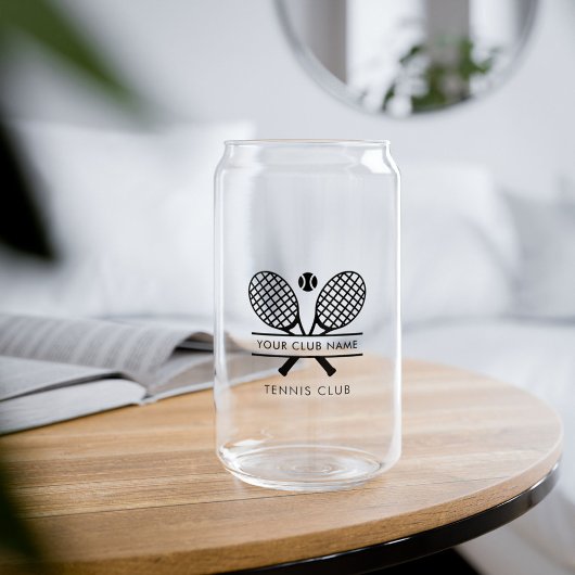 Voeg clubnaam Tennis Team Logo toe Blikvorm Glas