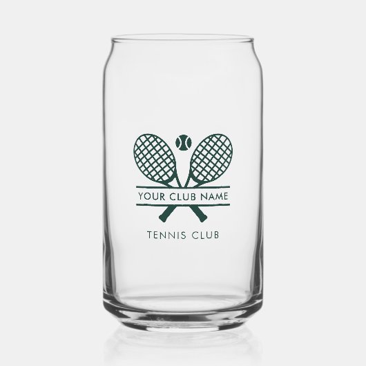 Voeg clubnaam Tennis Team Players Swag Blikvorm Glas (Voorkant)