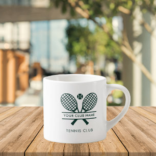Voeg clubnaam toe Groen Logo Tennis Team Custom Espresso Kop