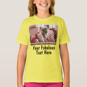 Voeg de Gele Meisjes van de Foto en van de Tekst v T-shirt