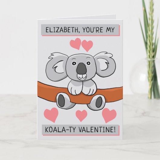 Voeg de Groet van de Valentijn van Cute Koala-ty t Kaart (Voorkant)