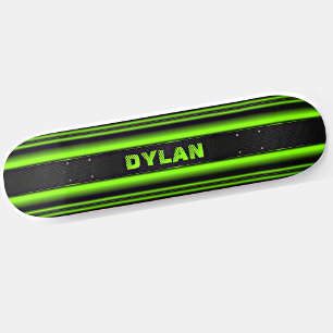 Voeg de Initialen van de Naam Groene Stripe Zwarte Skateboard