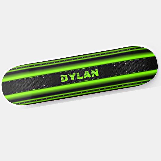 Voeg de Initialen van de Naam Groene Stripe Zwarte Skateboard
