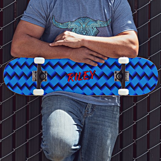 Voeg de Initialen van de Naam toe, Blauwe Woven Ha Skateboard