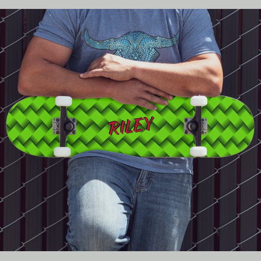 Voeg de Initialen van de Naam toe, Groene geweven  Skateboard