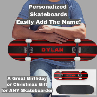 Voeg de Initialen van de Naam toe Rode Stripes Zwa Skateboard