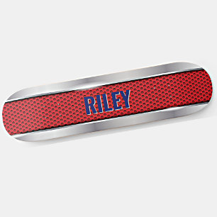Voeg de Initialen van de Naam toe, Rood met Zilver Skateboard