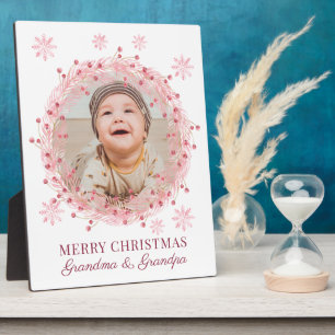 Voeg de kerstfoto van je baby toe voor oma en opa fotoplaat
