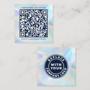 Voeg de Logo van het Bedrijf en QR DIY Holographic Vierkante Visitekaartje