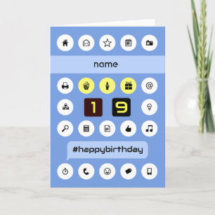 Voeg de naam 19e computerverjaardag toe op maat kaart