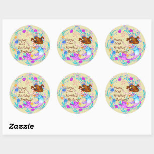 Voeg de naam Brown Hair Mermaid Mauve toe aan de C Ronde Sticker