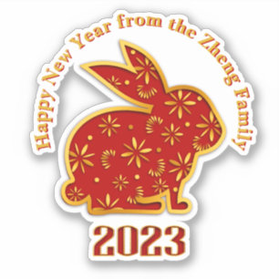 Voeg de naam Gelukkig Chinees Nieuw Jaar 2023 Koni Sticker