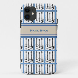 voeg de naam gitarmuziek toe iPhone 11 hoesje
