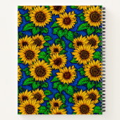 Voeg de naam Golden Sunflower en gouden zonnebloem Notitieboek (Achterkant)