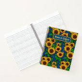 Voeg de naam Golden Sunflower en gouden zonnebloem Notitieboek (Binnen)