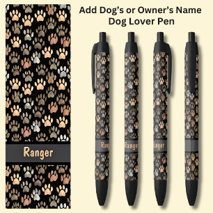 Voeg de naam van de eigenaar of hond toe, Dog Paw Zwarte Inkt Pen