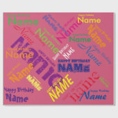 Voeg de naam van het Happy Birthday-verlooppapier  Cadeaupapier (Vlak)