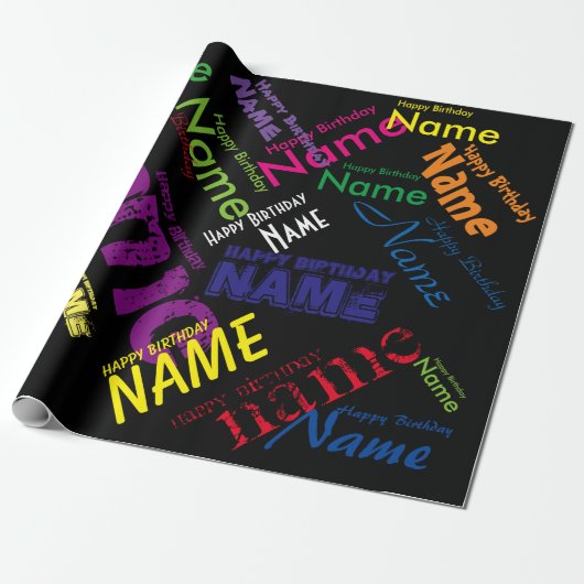 Voeg de naam van het Happy Birthday-verlooppapier Cadeaupapier (Uitgerold)