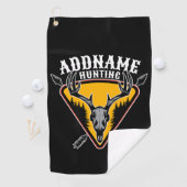 VOEG DE NAAM VAN Hunter Elk Skull Big Antlers Deer Golfhanddoek (Insitu)