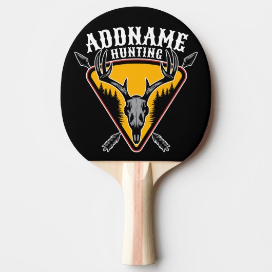 VOEG DE NAAM VAN Hunter Elk Skull Big Antlers Deer Tafeltennisbatje (Voorkant)