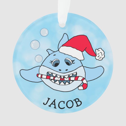 Voeg de naam van je zoon toe aan deze Baby Shark C Ornament (voorkant)