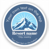 Voeg de naam van uw berg- of skigebied toe sticker (Voorkant)