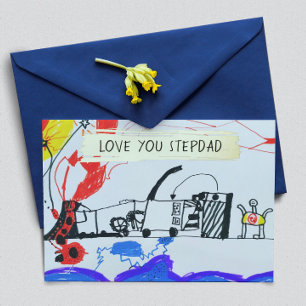 Voeg de tekening en de foto van uw Kind toe aan de Folie Feestdagenkaart