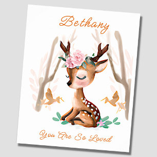 Voeg de Tekst van de Naam toe, Baby Deer Fawn Wood Poster