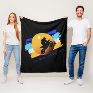 Voeg de Verandering van de Tekst Motocross Rider v Fleece Deken