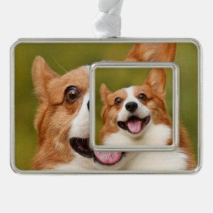 Voeg Dog Photo Personalized Gepersonaliseerd Verzilverd Kader Ornament