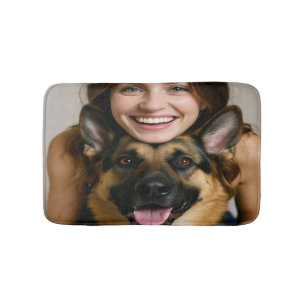 Voeg Duitse Herdershond Foto Toe Personaliseer Badmat