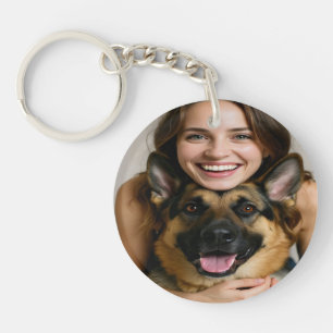 Voeg Duitse Herdershond Foto Toe Personaliseer Sleutelhanger