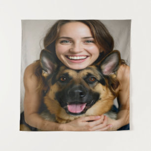 Voeg Duitse Herdershond Foto Toe Personaliseer Wandkleed