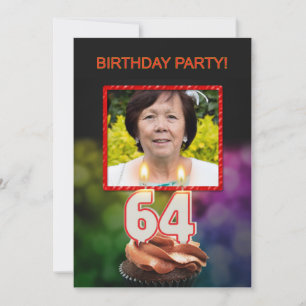 Voeg een afbeelding, 64ste verjaardag uitnodiging