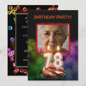 Voeg een afbeelding, 78ste verjaardag uitnodiging (Voorkant / Achterkant)