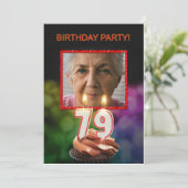 Voeg een afbeelding, 79ste verjaardag uitnodiging  (Staand voorkant)