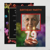 Voeg een afbeelding, 79ste verjaardag uitnodiging  (Voorkant / Achterkant)