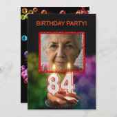 Voeg een afbeelding, 84ste verjaardag uitnodiging (Voorkant / Achterkant)