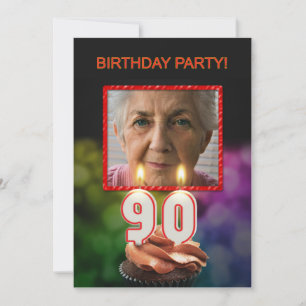 Voeg een afbeelding, 90th Birthday party Uitnodigi Kaart