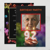 Voeg een afbeelding, 92e verjaardagsfeestje Uitnod Kaart (Voorkant / Achterkant)
