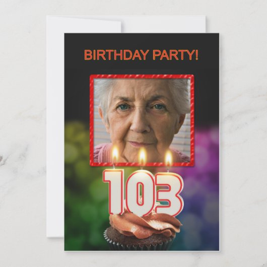Voeg een afbeelding toe, 103rd Birthday party Invi Kaart (Voorkant)
