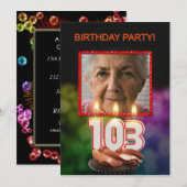 Voeg een afbeelding toe, 103rd Birthday party Invi Kaart (Voorkant / Achterkant)