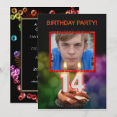 Voeg een afbeelding toe, 14e verjaardag uitnodigin kaart (Voorkant / Achterkant)