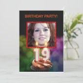 Voeg een afbeelding toe, 19th Birthday Party Invit Kaart (Staand voorkant)